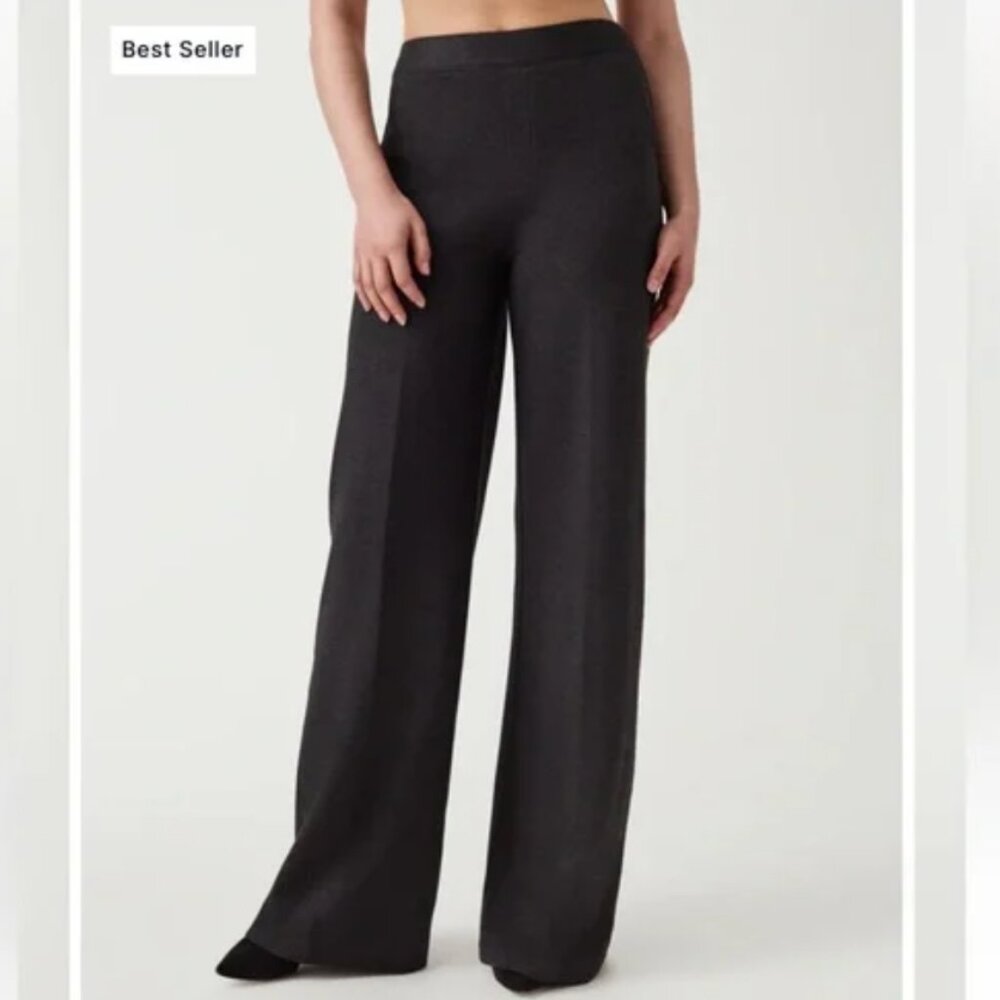 Spanx Ponte Wide Leg Pants- Dark Gray